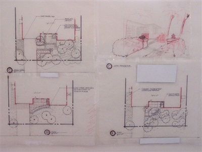 Three (of five) conceptual master plans for entry to a small private residence, Florida. 