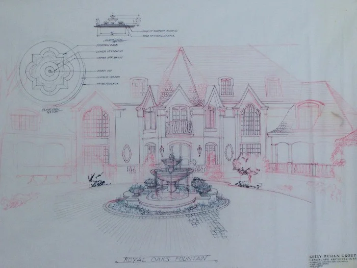 architectural landscape design print royal oaks fountain