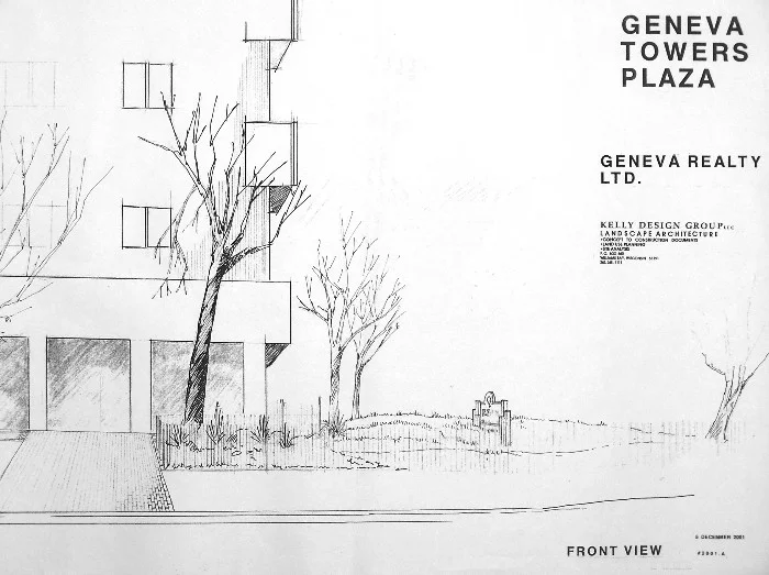 architectural landscape design print Geneva Towers Plaza