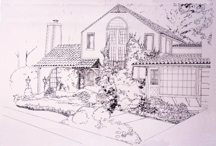 architectural landscape design colored print