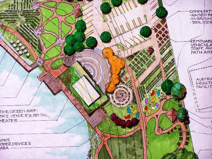 architectural landscape design colored print