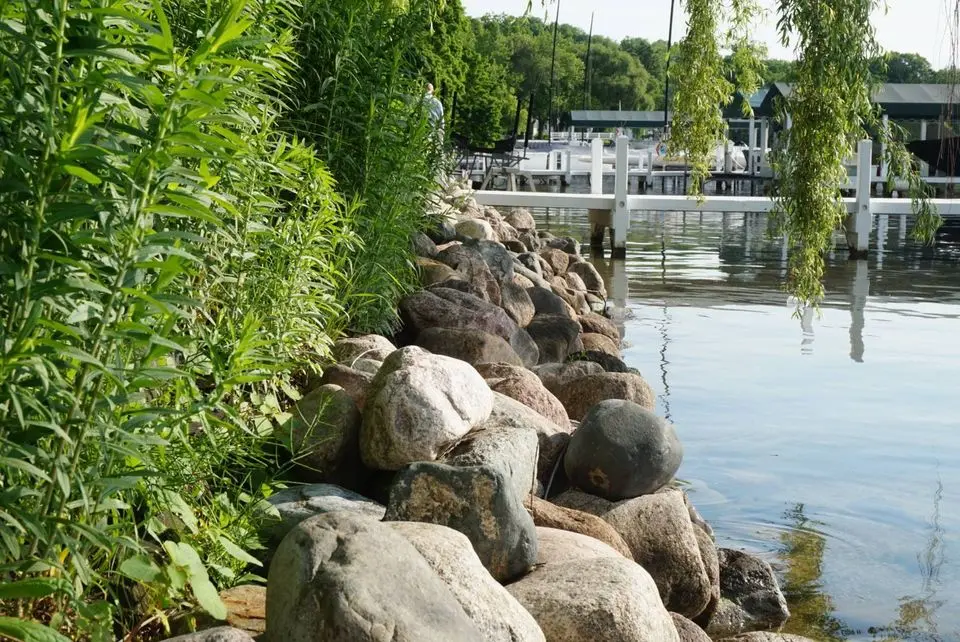 landscape rocks on waters edge