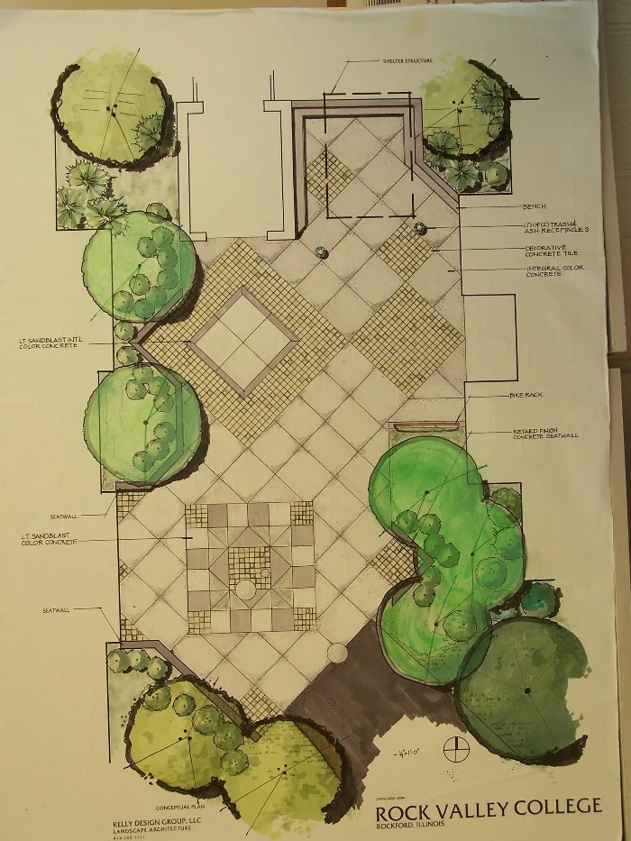 architectural landscape design colored print