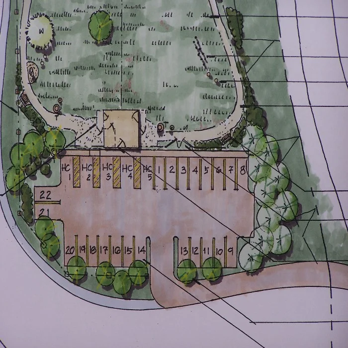 architectural landscape design colored print parking lot