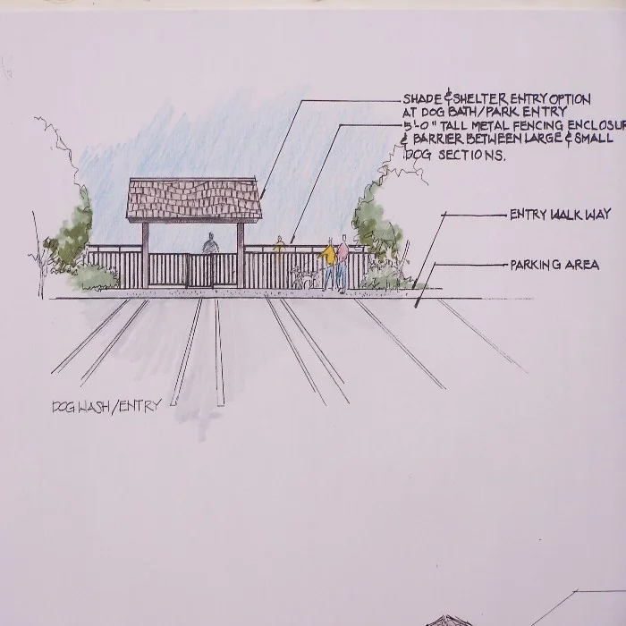 architectural landscape design colored print dogwash entry