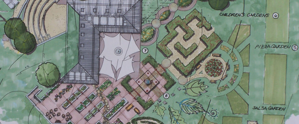 architectural landscape design colored print
