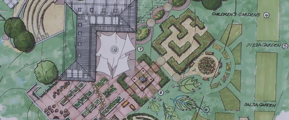 architectural landscape design colored print